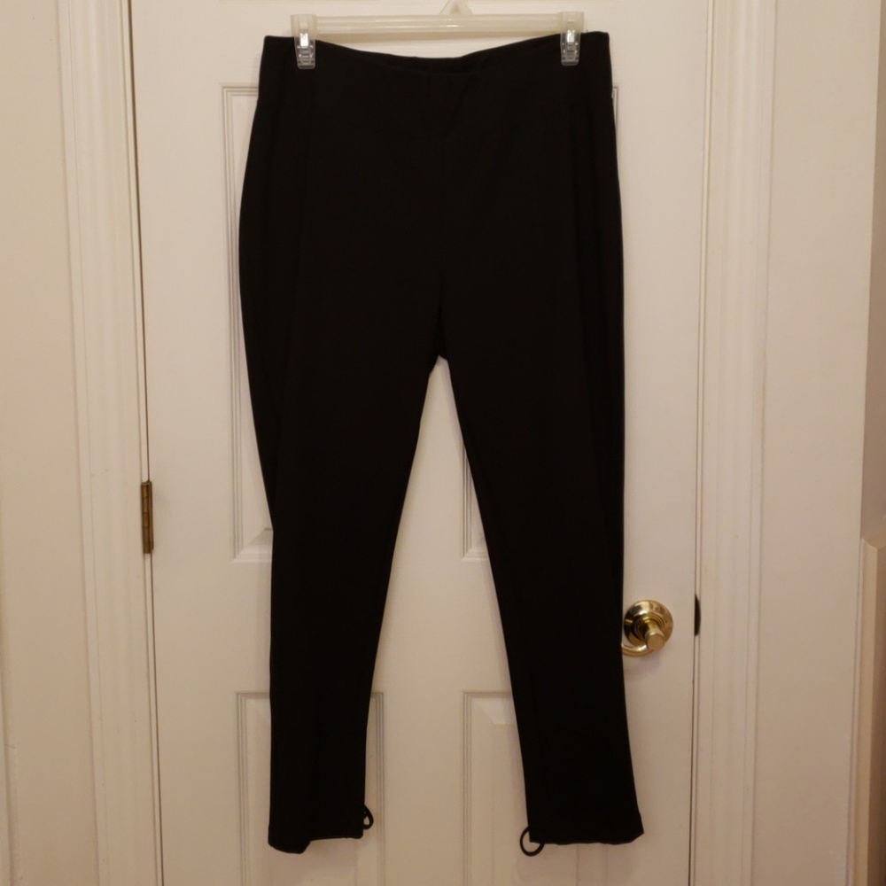 Roaman's Lace up black pull on ponte pants